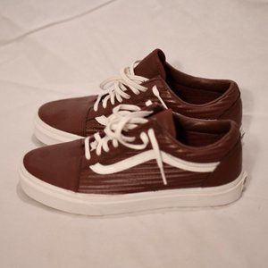 Burgundy Leather Vans Old Skool. Mens 7.5 Womens 9